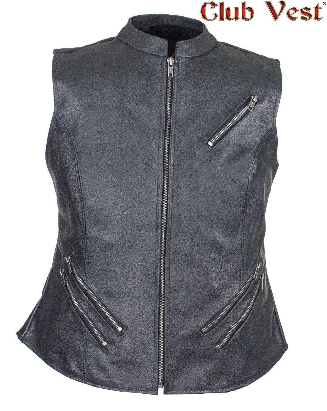 Dream Apparel Women's Leather Concealed Carry Pocket Club Vest