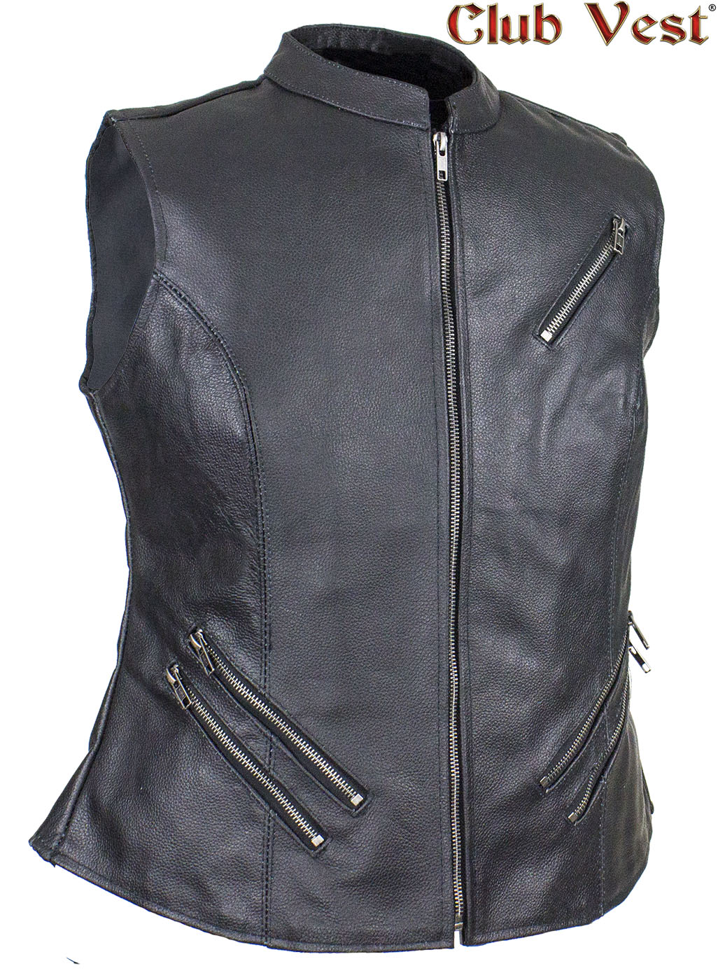 Dream Apparel Women's Leather Concealed Carry Pocket Club Vest