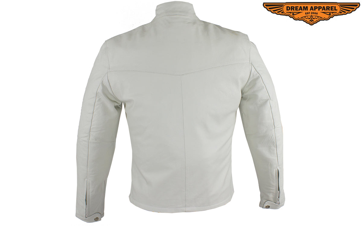 Womens Soft Leather Jacket With Silver & Pink Stripes