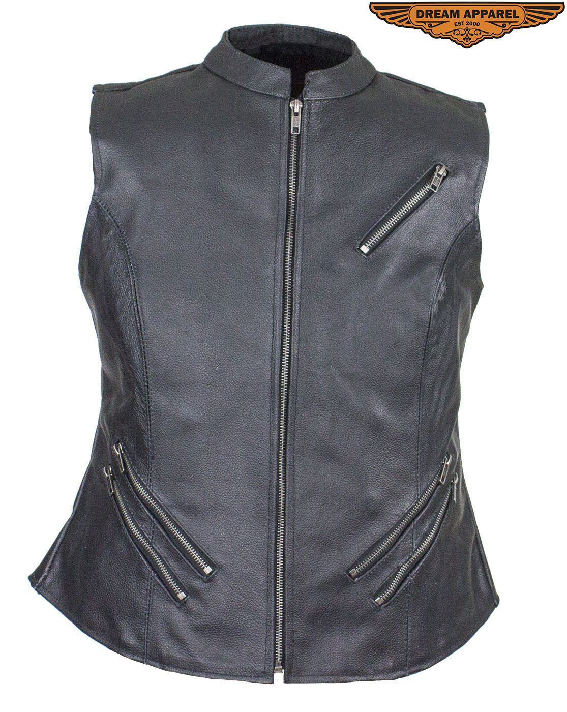Dream Apparel Womens Leather Motorcycle Vest With Two Concealed Carry Pockets & Zippered Lower Back