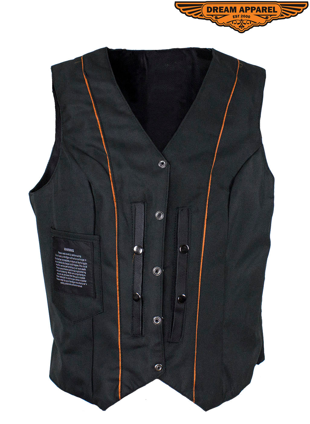 Women's Motorcycle Black Concealed Pocket Vest With Side Laces
