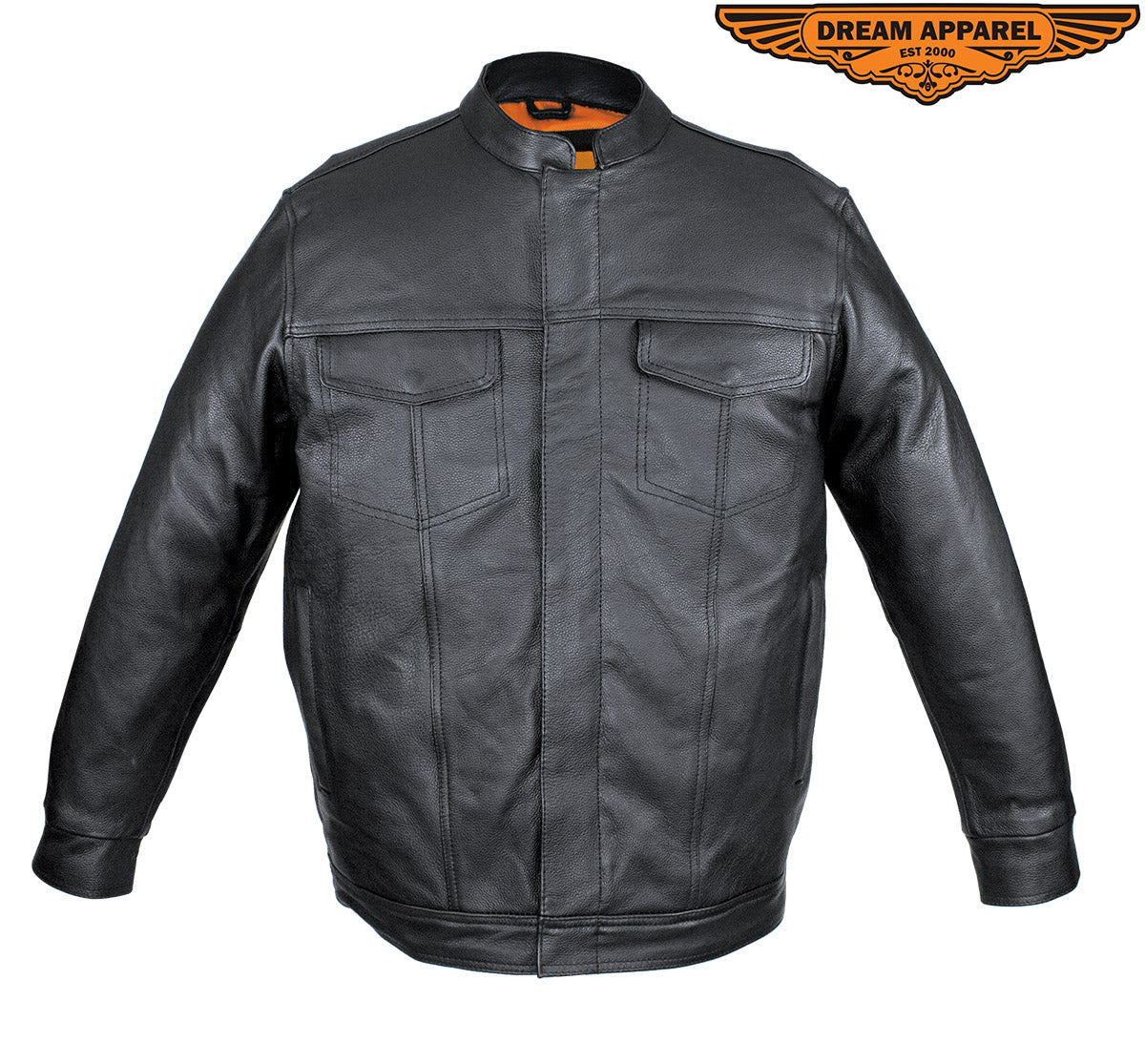Men's Naked Cowhide Leather Motorcycle Shirt - Black