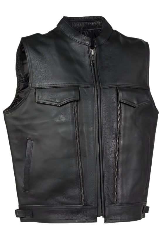 Dream Apparel Mens Leather Club Vest With Conceal Carry Pockets