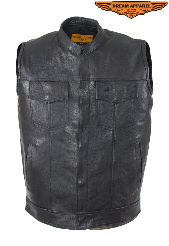 Motorcycle Club Vest With Zipper Concealed Carry Pockets