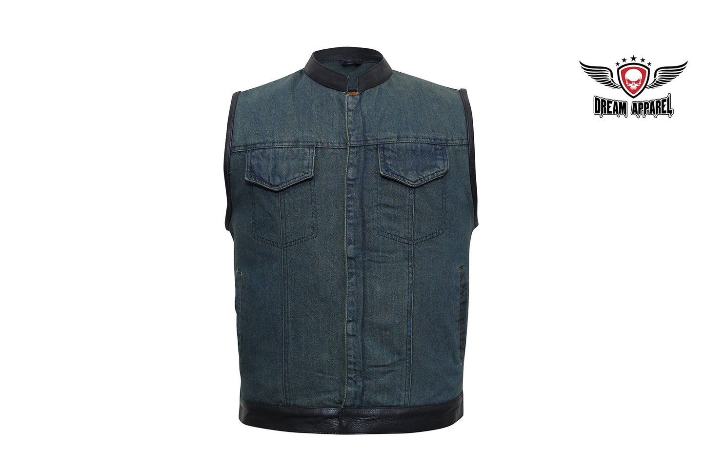 Men's Dark Blue Denim Club Vest with Gun Pockets