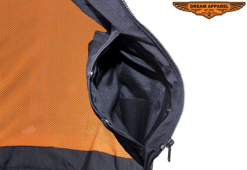 Dream Apparel Womens Leather Motorcycle Zip Up Leather Vest With Concealed Carry