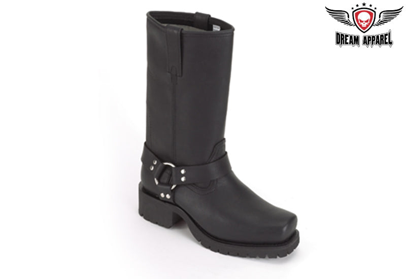 Biker Boots With Strap & Ring At Ankle
