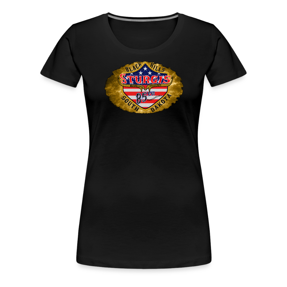 Women’s Premium 2025 Sturgis Motorcycle Rally T-Shirt- Front and Back Print - black