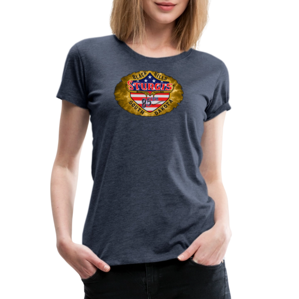 Women’s Premium 2025 Sturgis Motorcycle Rally T-Shirt- Front and Back Print - heather blue