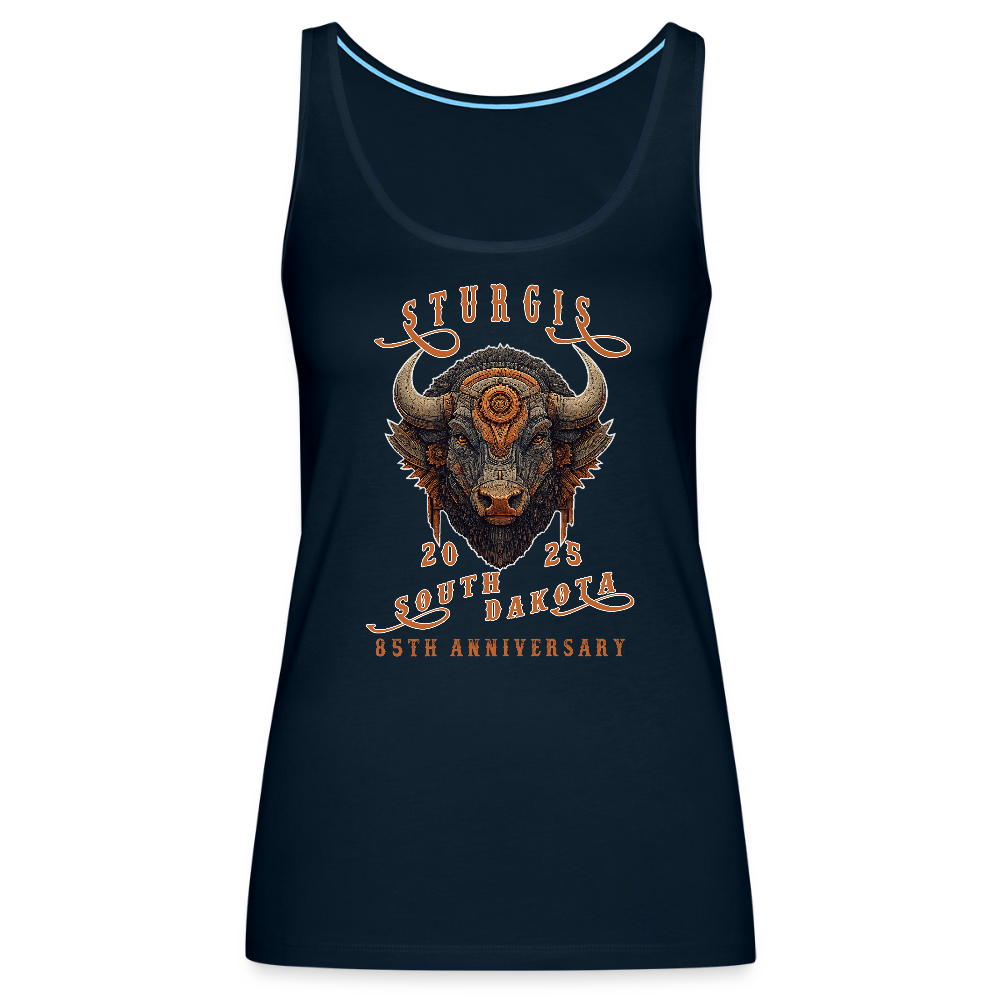 Women’s Premium 2025 Sturgis Motorcycle Rally Tank Top - Front Print - deep navy