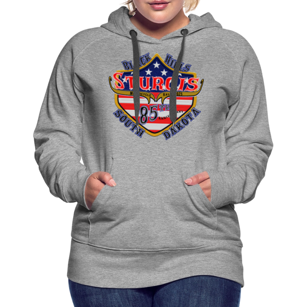 Women’s Premium 2025 Sturgis Motorcycle Rally Hoodie - Front Print - heather grey