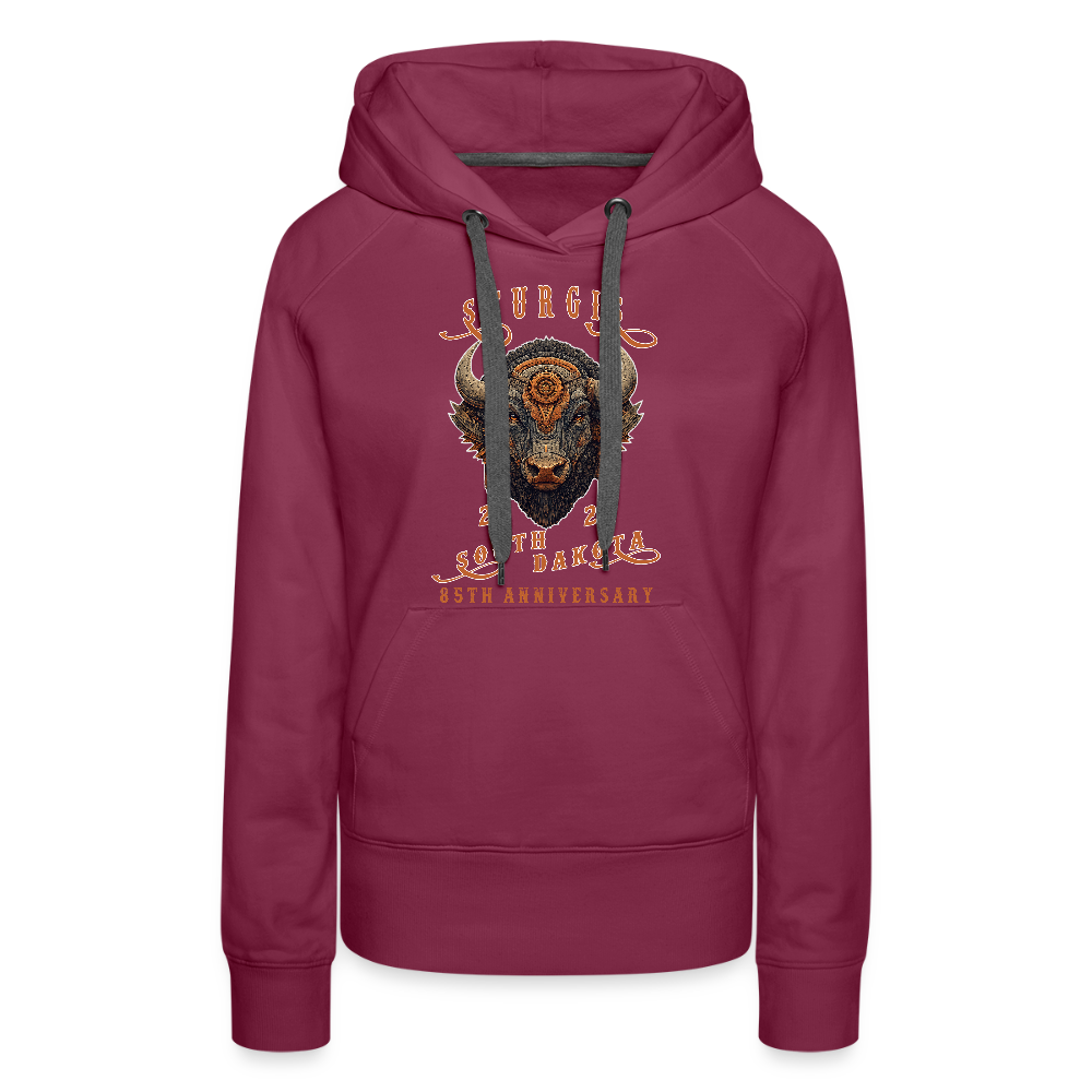 Women’s Premium 2025 Sturgis Motorcycle Rally Hoodie - Front Print - burgundy