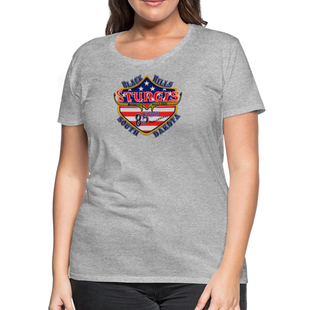 Women’s Premium 2025 Sturgis Motorcycle Rally T-Shirt - Front Print - heather gray