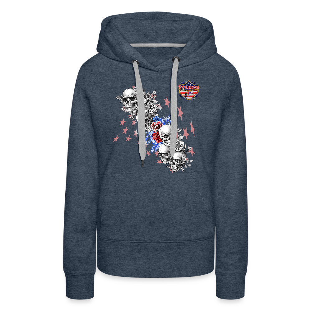 Women’s Premium 2025 Sturgis Motorcycle Rally Hoodie - Front Print - heather denim