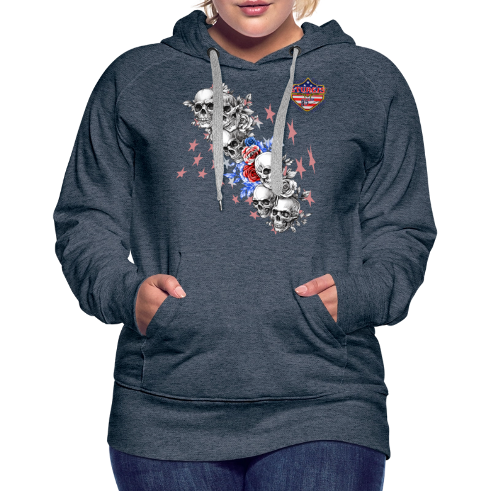 Women’s Premium 2025 Sturgis Motorcycle Rally Hoodie - Front Print - heather denim
