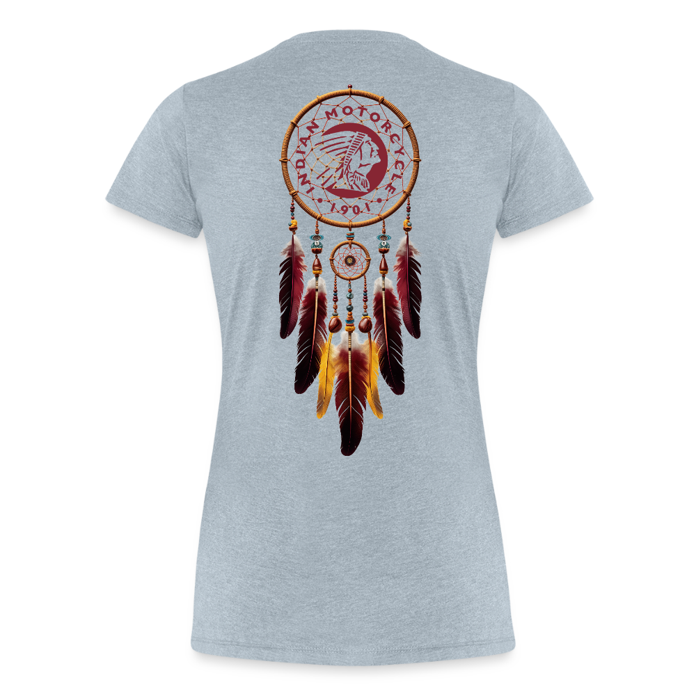 Vintage Dreamcatcher Indian Motorcycle Women’s Premium Tee – Soft Cotton Blend – Biker-Inspired Design - heather ice blue