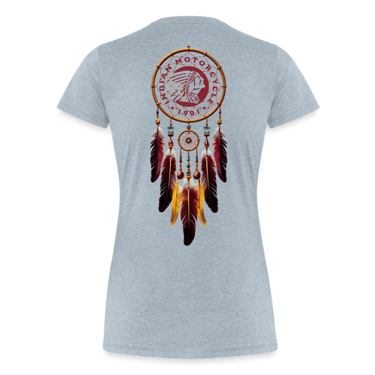 Vintage Dreamcatcher Indian Motorcycle Women’s Premium Tee – Soft Cotton Blend – Biker-Inspired Design - heather ice blue