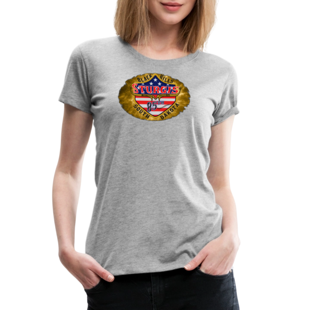 Women’s Premium 2025 Sturgis Motorcycle Rally T-Shirt- Front and Back Print - heather gray