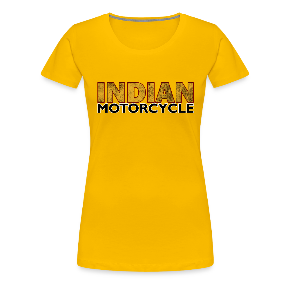 Vintage Dreamcatcher Indian Motorcycle Women’s Premium Tee – Soft Cotton Blend – Biker-Inspired Design - sun yellow
