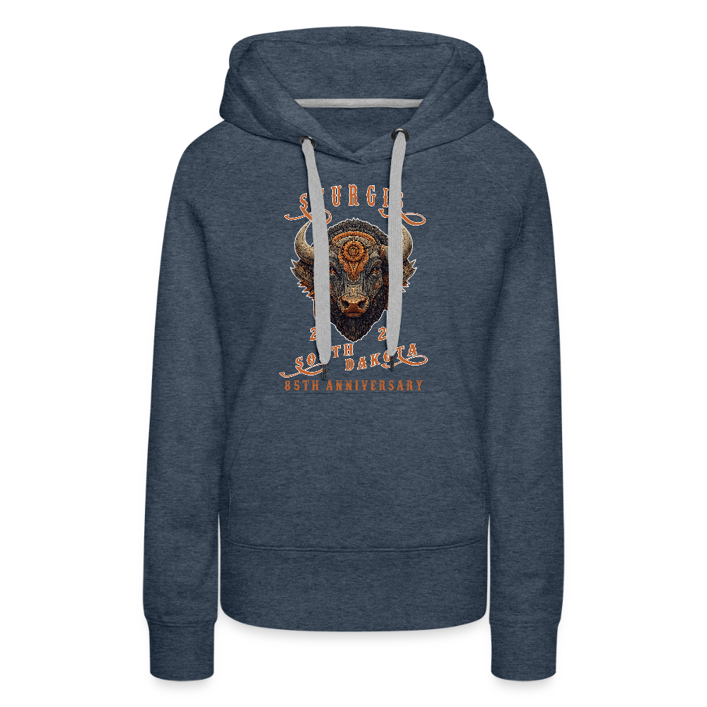 Women’s Premium 2025 Sturgis Motorcycle Rally Hoodie - Front Print - heather denim