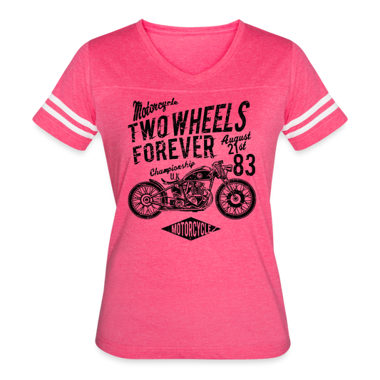 Women’s Vintage Sport Motorcycle T-Shirt - vintage pink/white