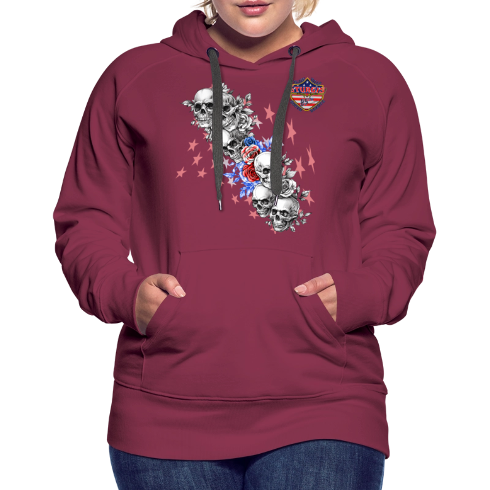 Women’s Premium 2025 Sturgis Motorcycle Rally Hoodie - Front Print - burgundy