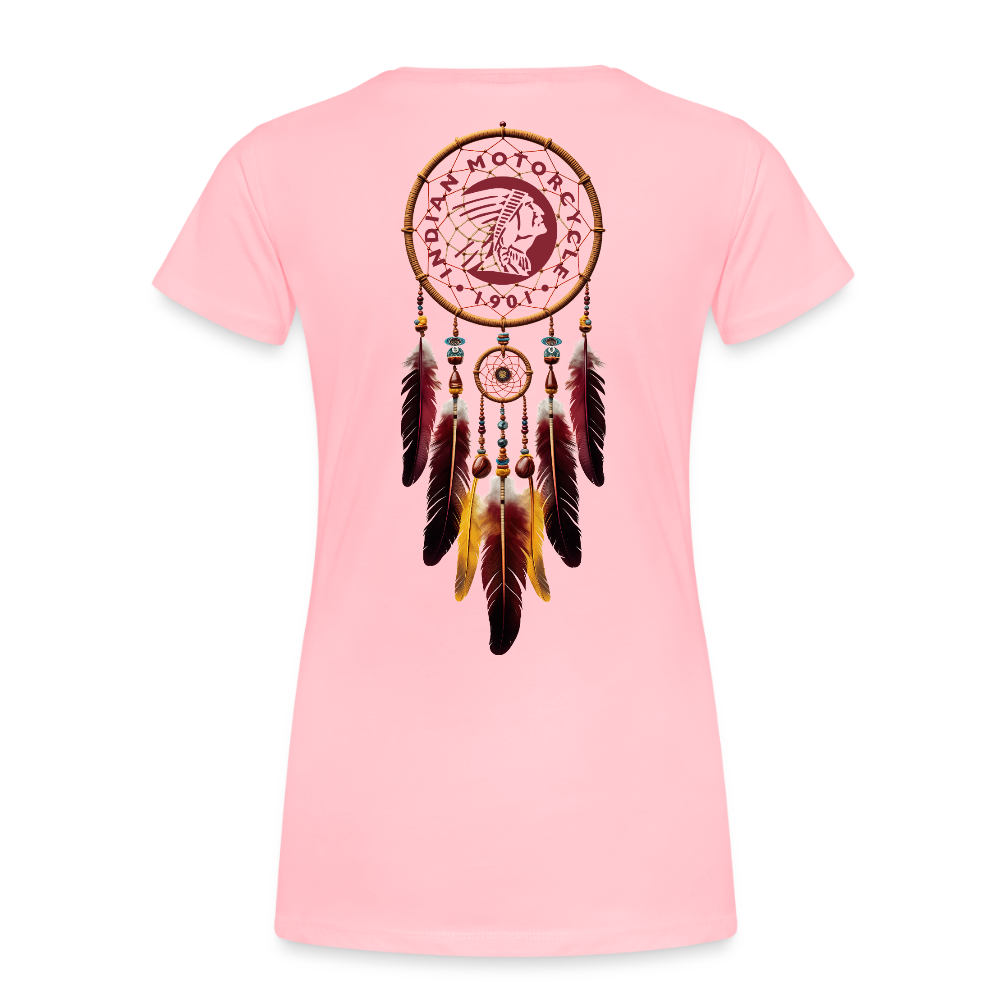 Vintage Dreamcatcher Indian Motorcycle Women’s Premium Tee – Soft Cotton Blend – Biker-Inspired Design - pink
