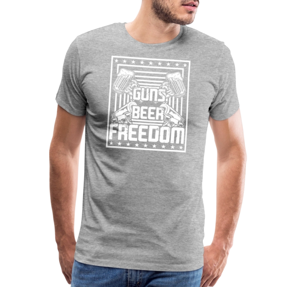 Guns Beer Freedom by Iron Horse Threads Front Print - heather gray