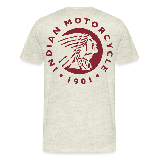 Premium Classic Indian Motorcycle Graphic Shirt - Front and Back Print - heather oatmeal