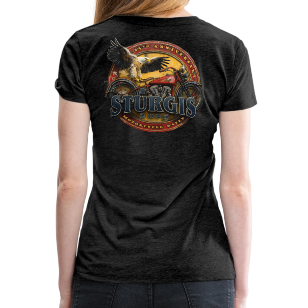 Women’s Premium 2025 Sturgis Motorcycle Rally T-Shirt- Front and Back Print - charcoal grey