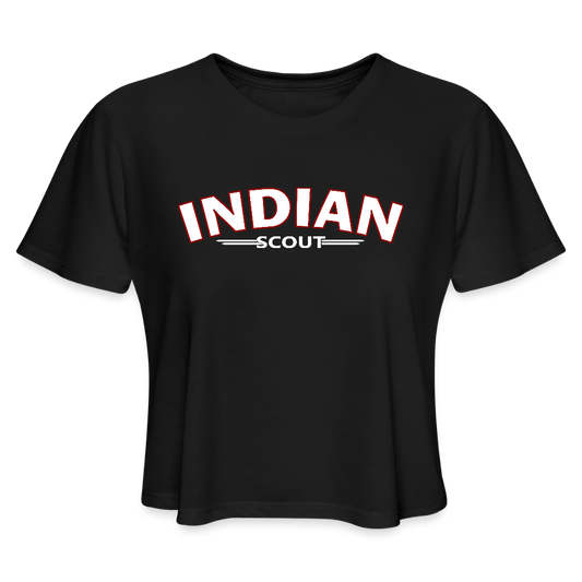 Indian Scout Premium Women's Cropped T-Shirt - Front Print - black