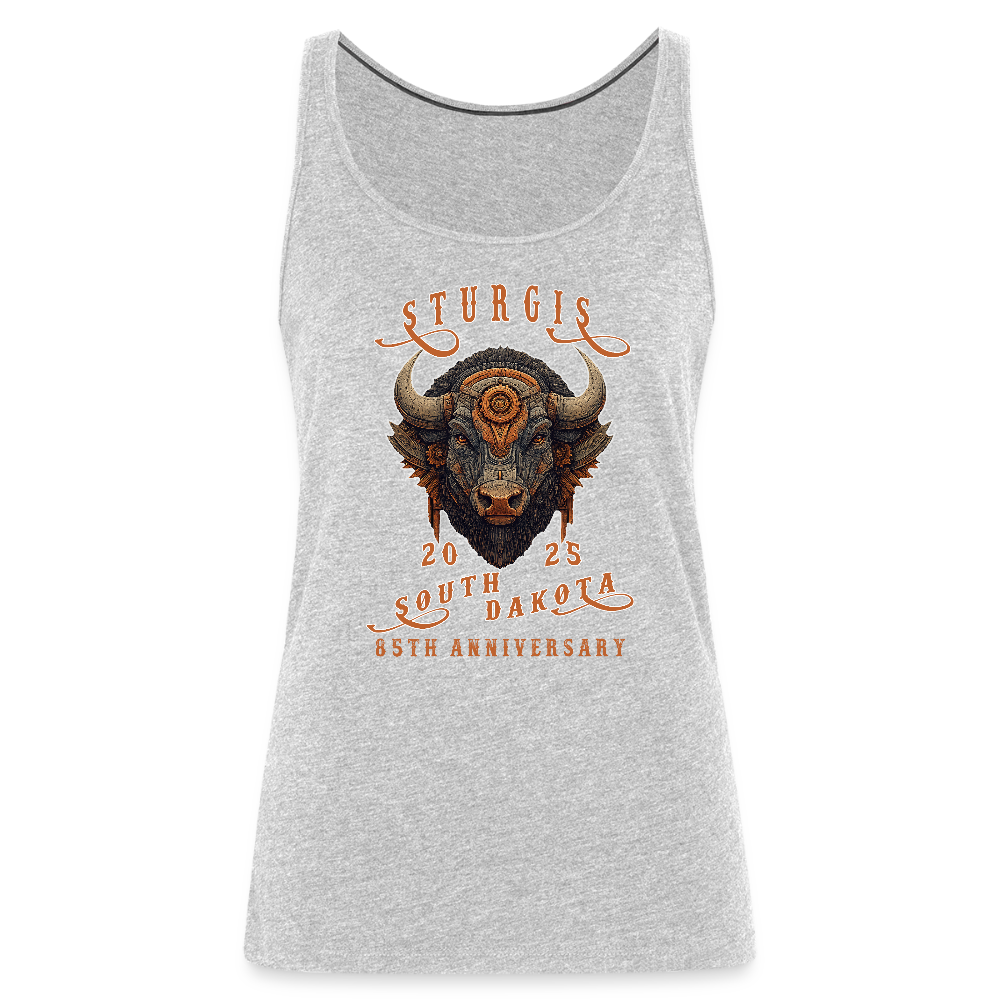 Women’s Premium 2025 Sturgis Motorcycle Rally Tank Top - Front Print - heather gray