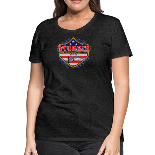 Women’s Premium 2025 Sturgis Motorcycle Rally T-Shirt - Front Print - charcoal grey