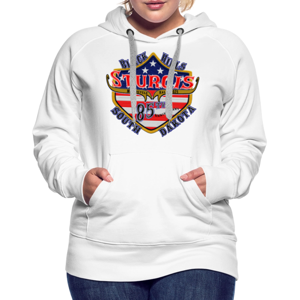 Women’s Premium 2025 Sturgis Motorcycle Rally Hoodie - Front Print - white