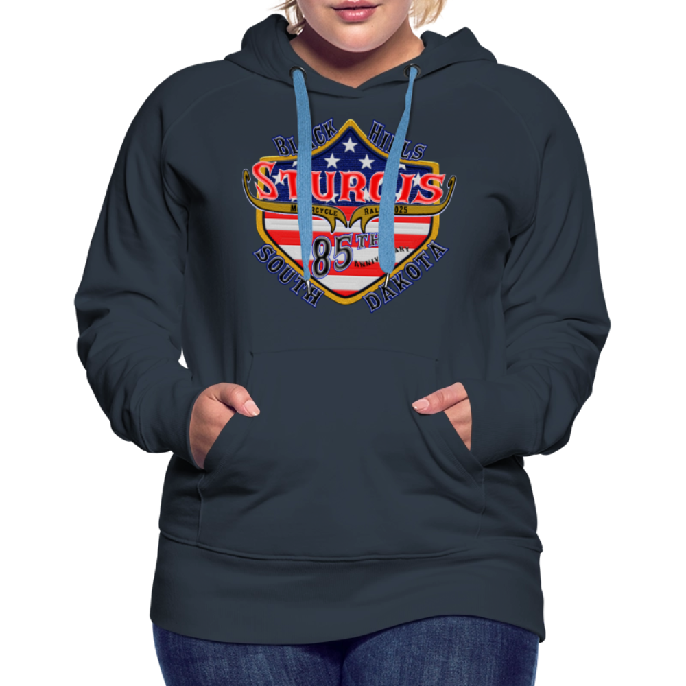 Women’s Premium 2025 Sturgis Motorcycle Rally Hoodie - Front Print - navy