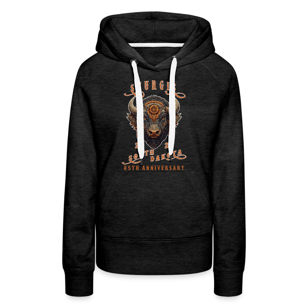 Women’s Premium 2025 Sturgis Motorcycle Rally Hoodie - Front Print - charcoal grey