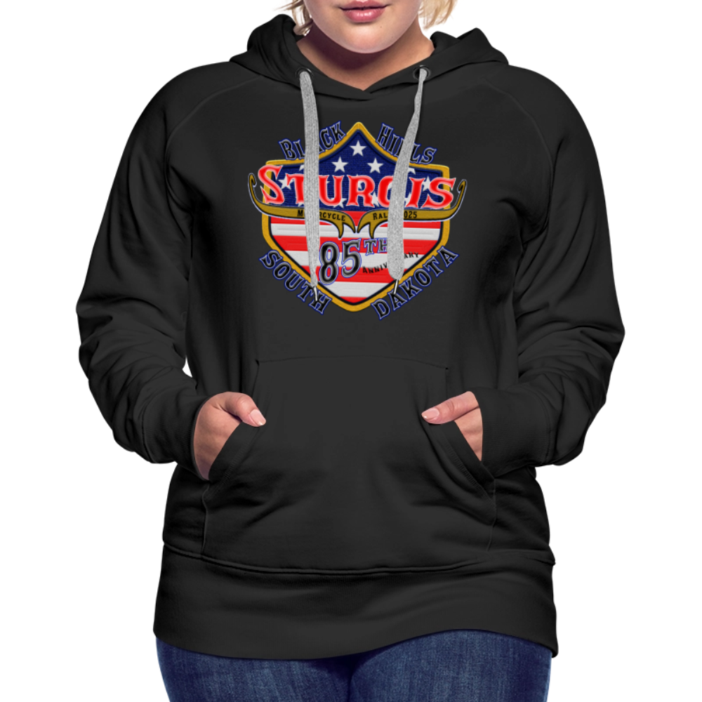 Women’s Premium 2025 Sturgis Motorcycle Rally Hoodie - Front Print - black