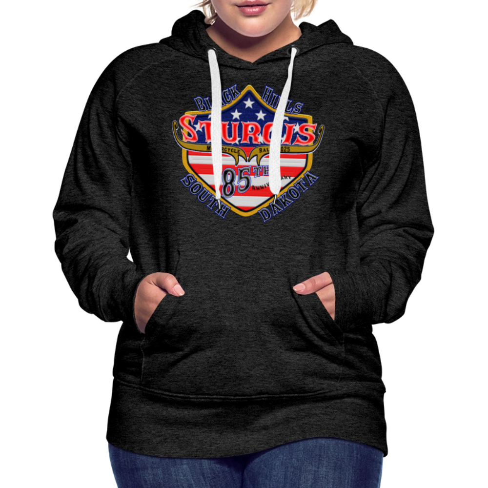 Women’s Premium 2025 Sturgis Motorcycle Rally Hoodie - Front Print - charcoal grey