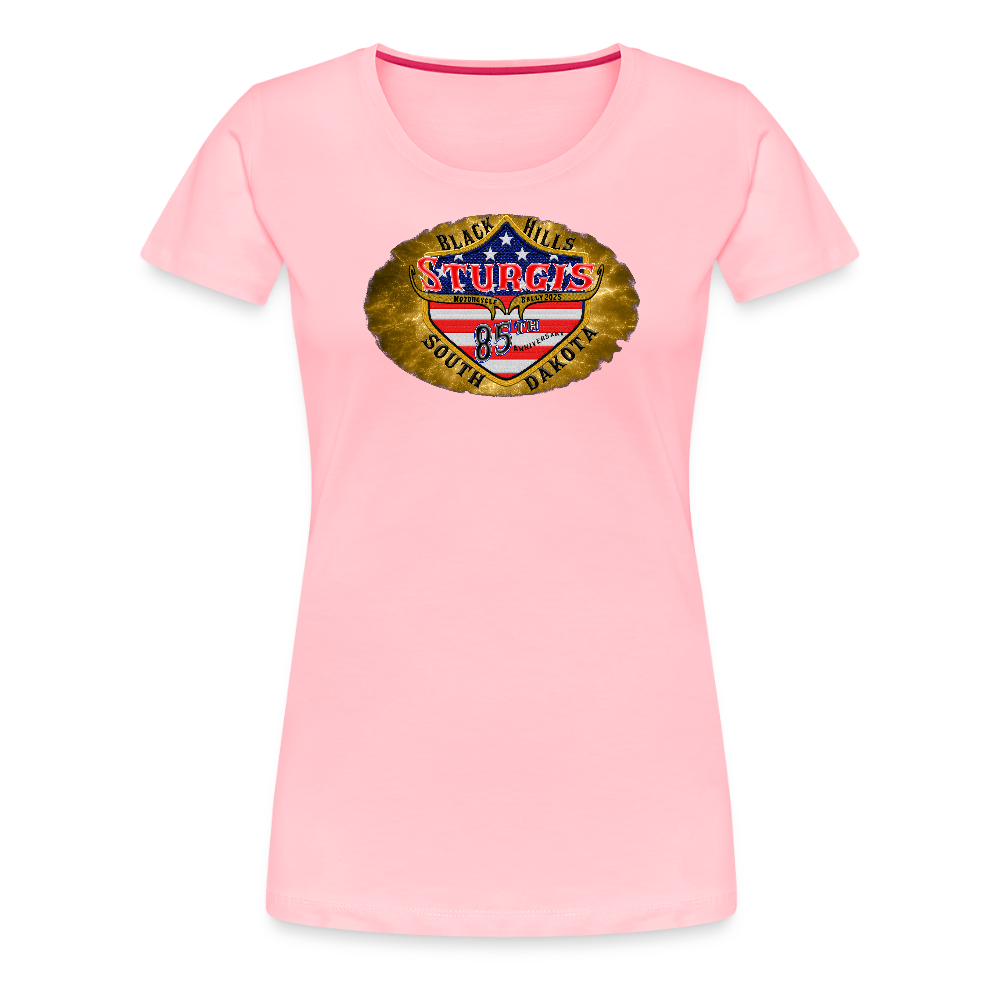 Women’s Premium 2025 Sturgis Motorcycle Rally T-Shirt- Front and Back Print - pink