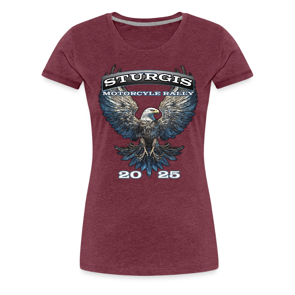 Women’s Premium 2025 Sturgis Motorcycle Rally T-Shirt - heather burgundy