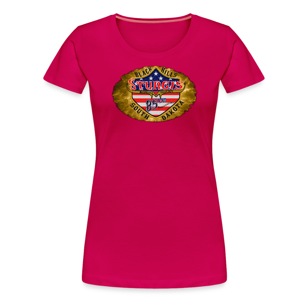 Women’s Premium 2025 Sturgis Motorcycle Rally T-Shirt- Front and Back Print - dark pink