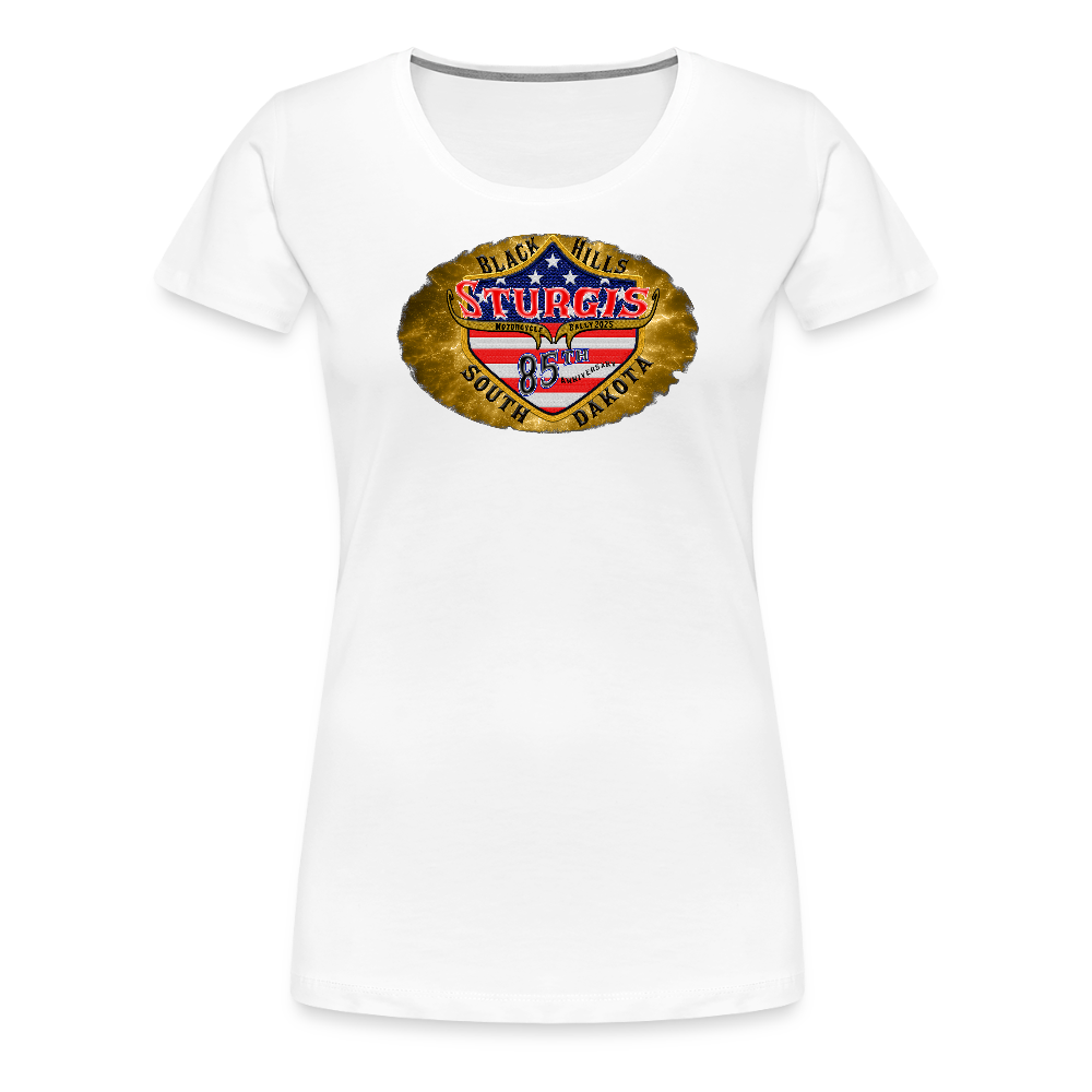 Women’s Premium 2025 Sturgis Motorcycle Rally T-Shirt- Front and Back Print - white
