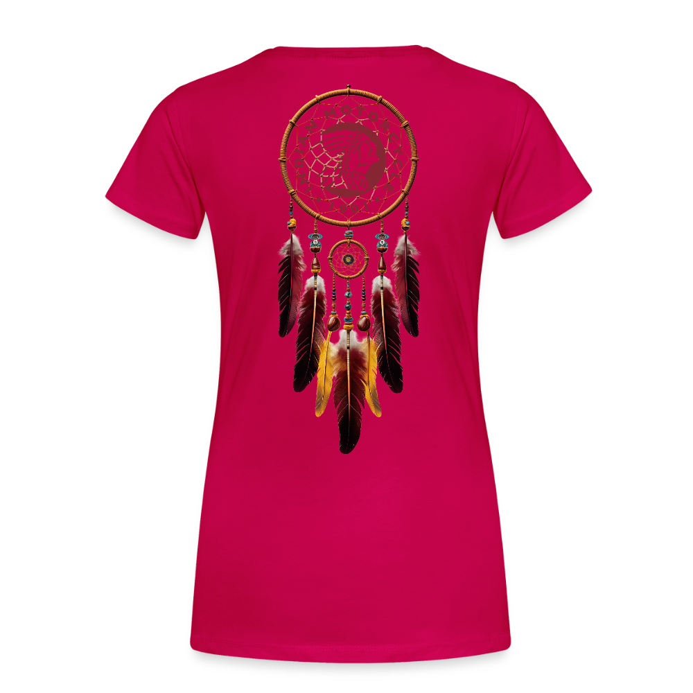 Vintage Dreamcatcher Indian Motorcycle Women’s Premium Tee – Soft Cotton Blend – Biker-Inspired Design - dark pink