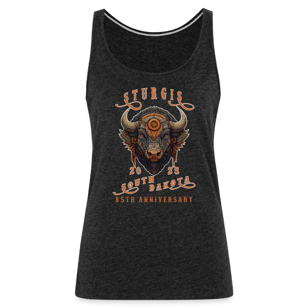 Women’s Premium 2025 Sturgis Motorcycle Rally Tank Top - Front Print - charcoal grey