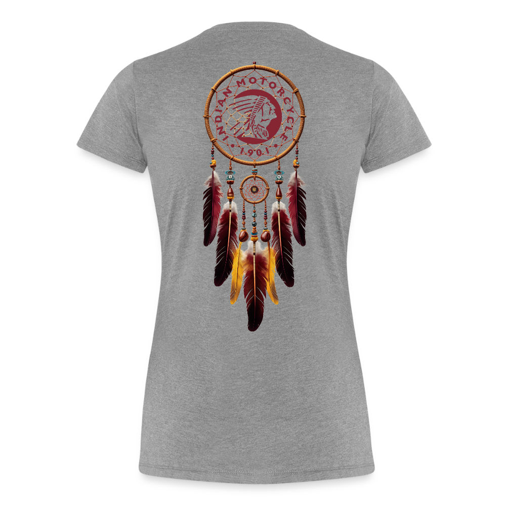 Vintage Dreamcatcher Indian Motorcycle Women’s Premium Tee – Soft Cotton Blend – Biker-Inspired Design - heather gray