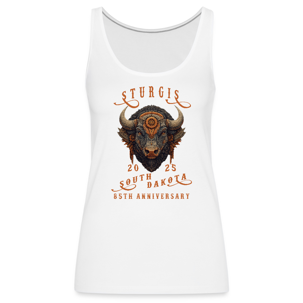 Women’s Premium 2025 Sturgis Motorcycle Rally Tank Top - Front Print - white