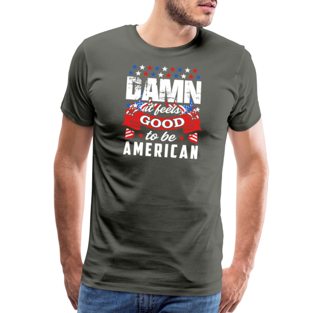 Damn It Feels Good to be American by Iron Horse Threads Front Print - asphalt gray