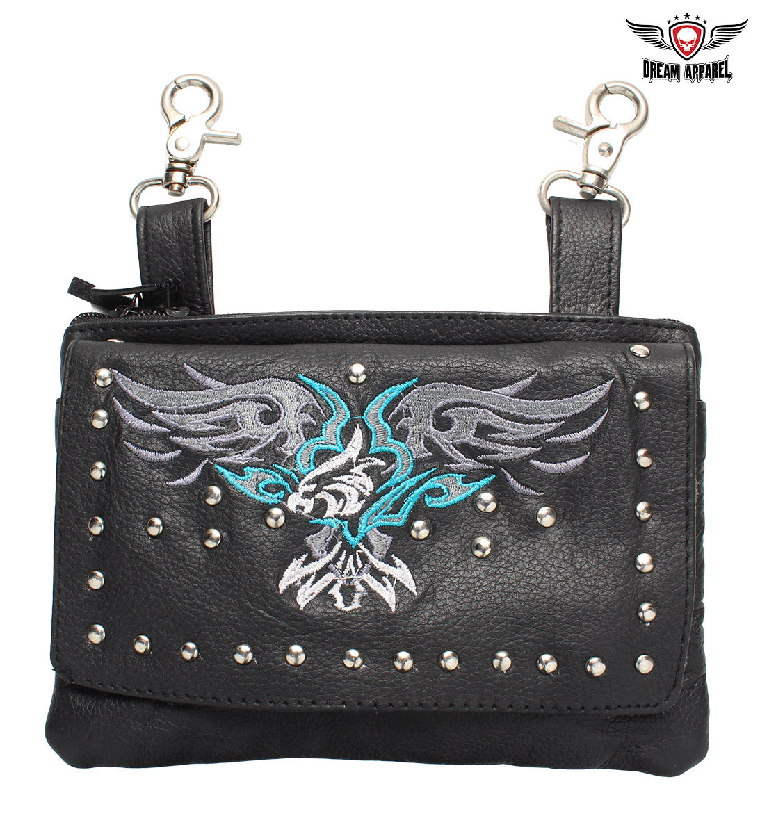 All Naked Cowhide Leather Turquoise Eagle Belt Bag