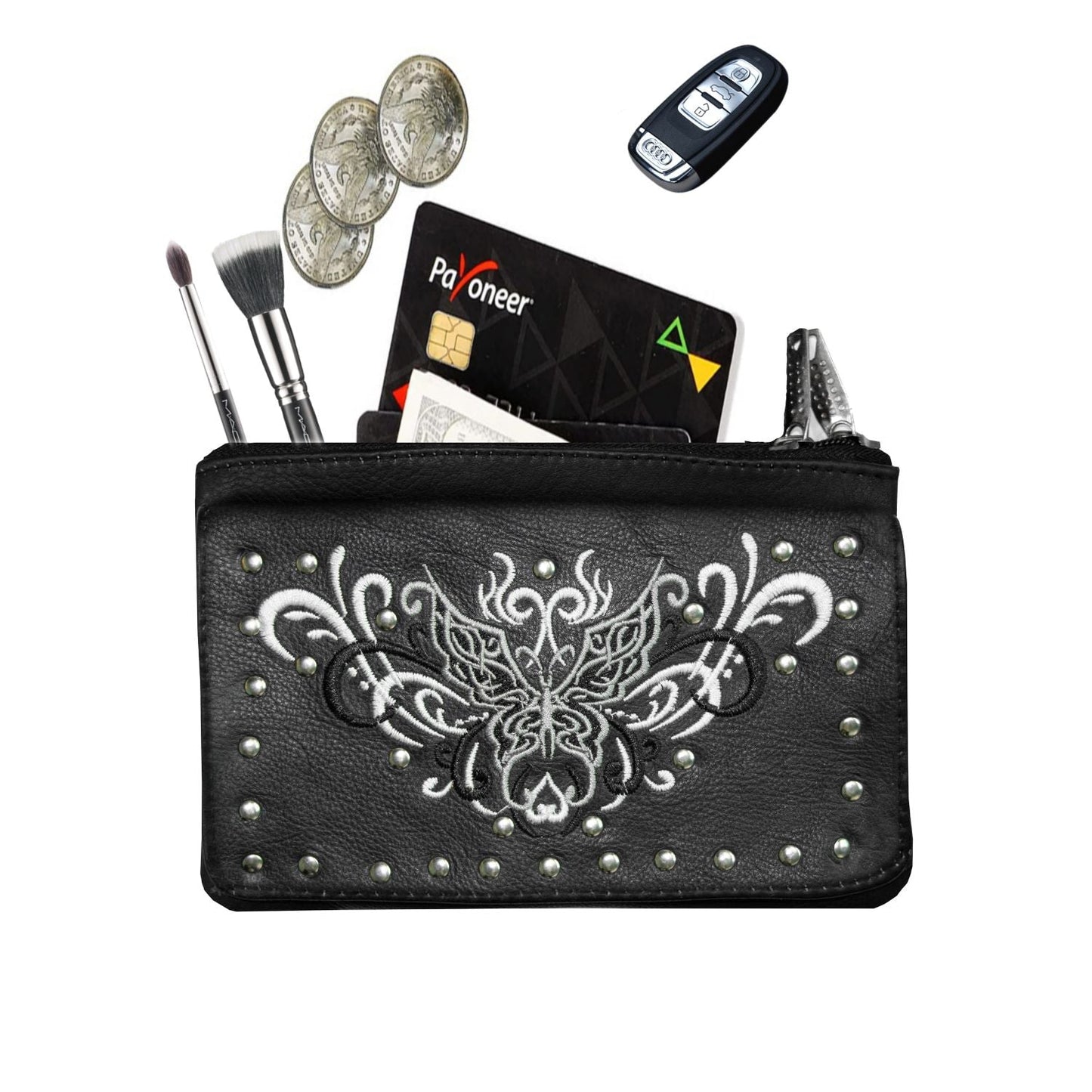 All Naked Cowhide Leather Black Butterfly Belt Bag