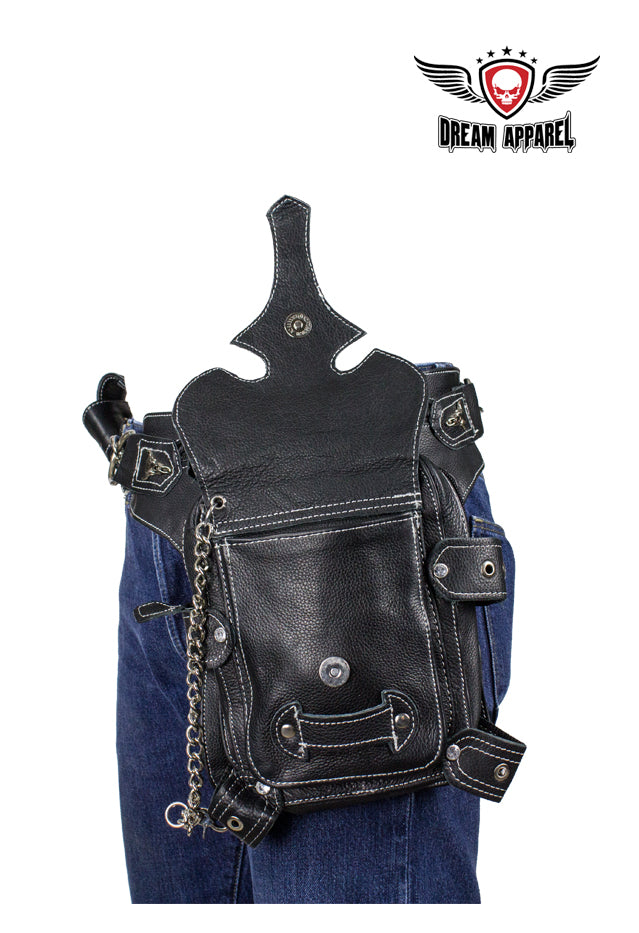 Black Naked Cowhide Leather Cross-Designed Belt Bag